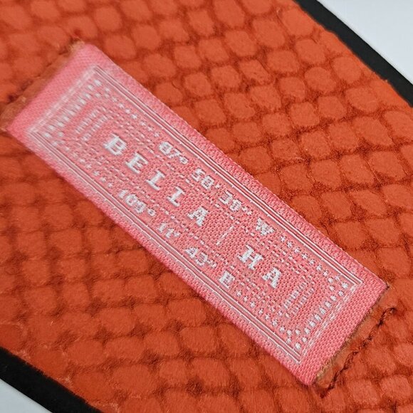 B|H Bella | Ha Red/Orange Snake Embossed Italian Leather Flip Flop Thong Sandal - Picture 4 of 9